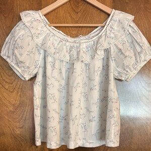 Doen Floral Ruffle Blouse - Cream